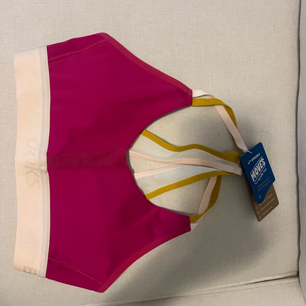 Brooks Pink and Yellow Sports Bra